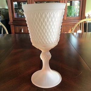 Vintage Extra Large Frosted Pink Depression Glass Candy Jar Decor Glass